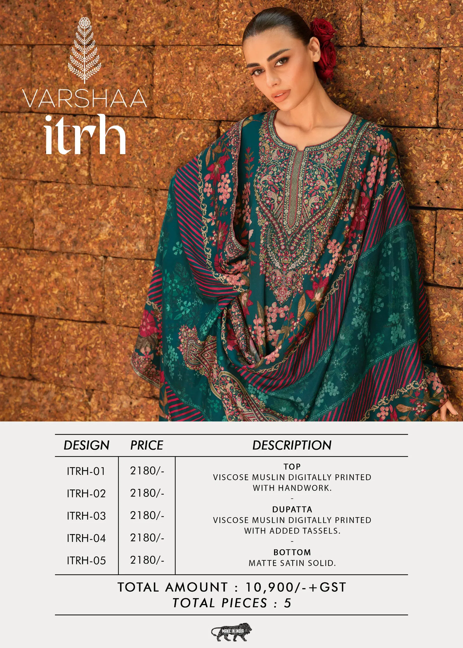 Itrh By Varsha Viscose Muslin Printed Salwar Suits Wholesale Shop In Surat
